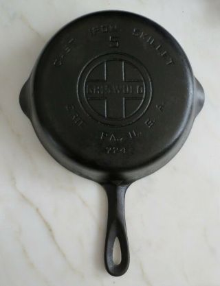 Vintage Griswold Cast Iron Skillet Frying Pan 5 Large Block Logo
