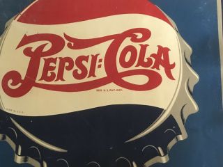 Vintage & Rare Metal Double Dot Pepsi Cola Sign Marked M104 27”x30” 1950s 2