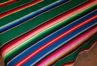 Fine Vtg Large Mexican Saltillo Serape Blanket Wool Cotton Hand Woven Rainbow