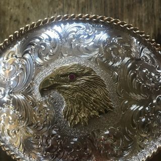 Vintage Montana Silversmith’s Belt Buckle Sterling Silver Plate Eagle Head