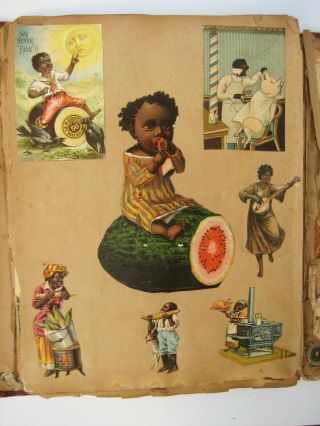 Antique 1800 ' s Scrap Book - Black Americana Advertising & Greeting Cards Die Cut 3