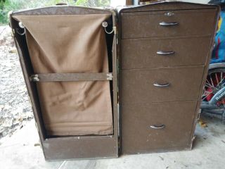 Vintage Antique Wardrobe Steamer Trunk W/drawers Hangers - National Vulcan