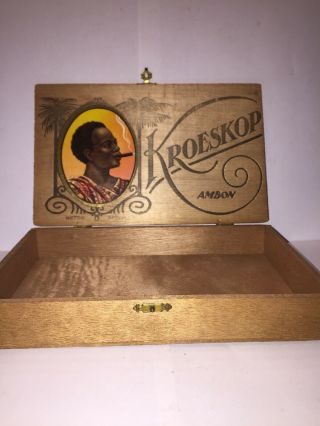 Kroeskop Cigar Box W/picture Of A Black Man Smoking A Cigar