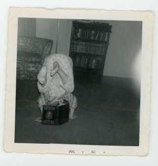 Kid Standing On Their Head Reading Book - Vintage Snapshot B&w Photo