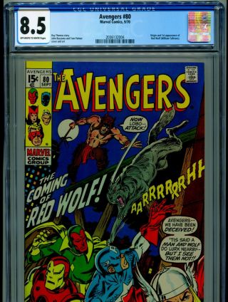 1970 Marvel Avengers 80 1st Appearance & Origin Red Wolf Cgc 8.  5 Ow - W Box3