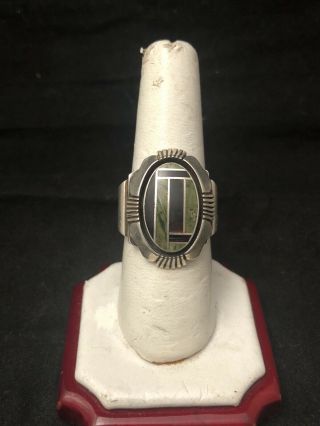 Vintage Sterling Silver And Multi Stone Inlay Ring Gilbert Nelson