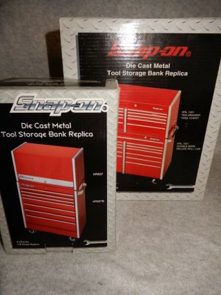 Snap On Miniature Tool Box With Coin Bank 1/8 Scale Set Of 2