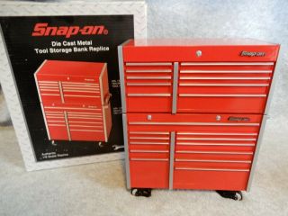 Snap On Miniature Tool Box With Coin Bank 1/8 scale set of 2 2