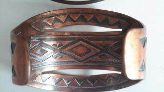 Vintage Bell Trading Post crafted solid copper stamped wide cuff bracelet 2