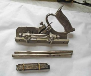 Vintage Record Uk Model:044 Plough Plane & 8 Cutters Complete Old Tool