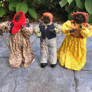 Rare,  Vintage Artisan 3 Apple Face Handmade Dolls