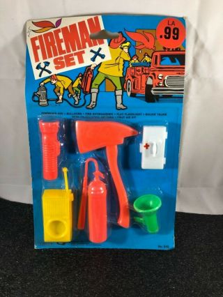 Gordy Fireman Set Dime Store Toy In Package Vintage 10 Cent Toy