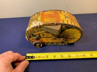Vintage Marx Wind Up Tin Litho Toy Us Army Turnover Tank 1930 
