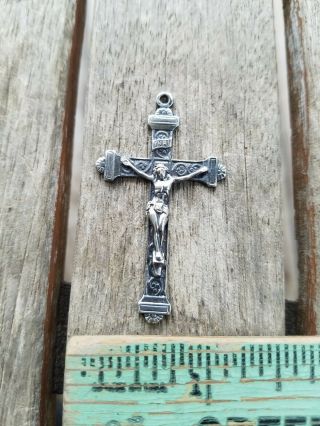 Vintage Solid Sterling Silver Inri Jesus Cross Crucifix Charm Pendant 4 Gram