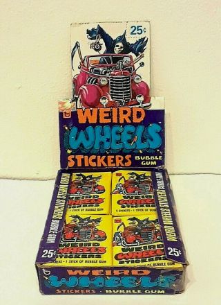 Vintage 1980 Topps Weird Wheel Stickers (29) Packs Display Box
