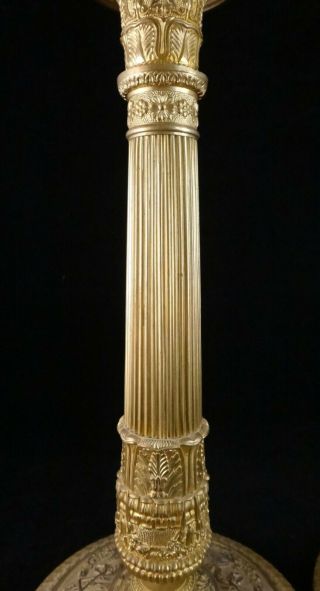 Pr.  French Empire Gilt Bronze Classical Candlesticks.  1st half 19th c.  12 ¼” t. 3