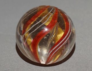 Vintage Marbles Red Backed With Yellow Divided Core 11/16 " - 17.  6mm