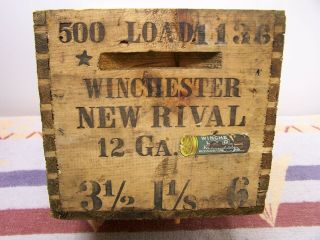 Winchester Rival Dovetailed Shot Shell Box Wood Crate Paper Decal