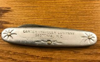 Vintage Advertising Pocket Knife Carter Traveller Company Gastonia N.  C.