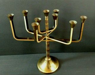 Vintage Menorah Brass 9 Branch Hanukiah Marked Jerusalem Swivels Mid Century