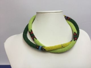 Pair Zulu South African Beaded Choker Necklace Handmade Swazi Beads