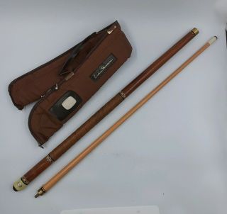 Willie Mosconi Vintage Pool Cue With Soft Case Wood Pool Stick Thick Grip 23oz