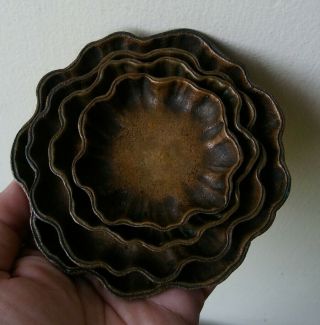 Antique L.  C.  T.  Tiffany Studios Ny Usa Bronze 4 Pc Ashtray Nut Bowl Dish Art Tray