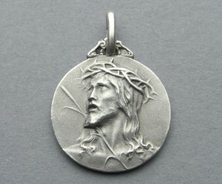 French Antique Religious Silver Medal.  Jesus Christ,  Crown Of Thorns.  Montmartre