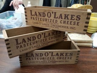 Vintage Land O Lakes Wooden Cheese Boxes 2 Pound Minneapolis Minnesota 2