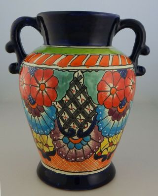Mexican Ceramic Decorative Vase Folk Art Pottery Handmade Talavera 13