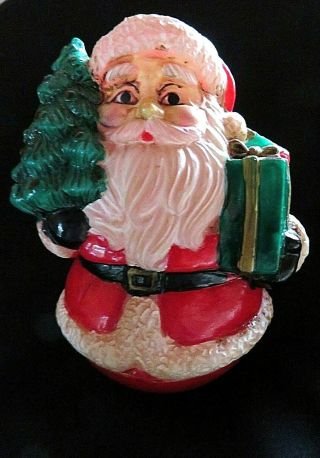 Near Vintage Christmas Celluloid Viscoloid Santa Claus Roly Poly Toy 1920s