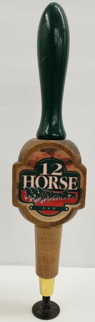 Vintage Genesee 12 Horse Ale Wooden Beer Tap Handle 3 Sided Bar Decor Basement