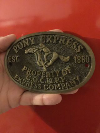 Pony Express Company Sign Solid Metal Plaque Brass Finish Wyatt Earp Wild West