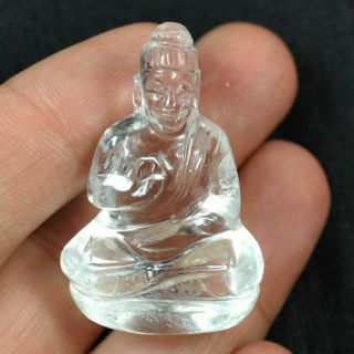 95 Carat Pocket Buddha Carved By Hand On Crystal Quartz Gemstone Handicraft