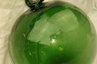 Large Witch Ball Bad Spirits Catcher Hanging Green Hand Blown Glass 3