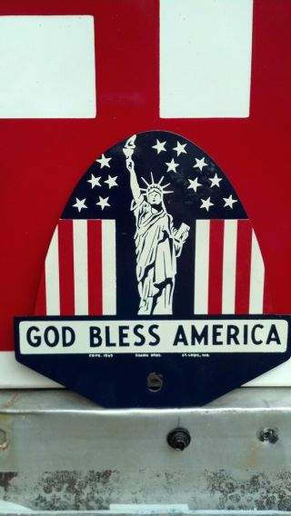 Vintage (god Bless America) 1949 License Plate Topper Metal Sign