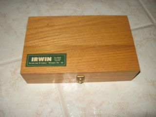 Vintage Irwin Auger 13 Piece Bit Set In Wood Box With Booklet Size 4 - 16