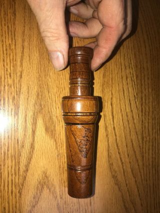 Vintage Paul Kingyon Double Reed Duck Call Made Out Of Hedge.