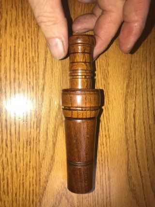 Vintage Paul Kingyon Double Reed Duck Call Made Out Of Hedge. 3