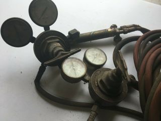 Vintage Victor Oxy - Acetylene Cutting Torch W/ Hoses And Regulators
