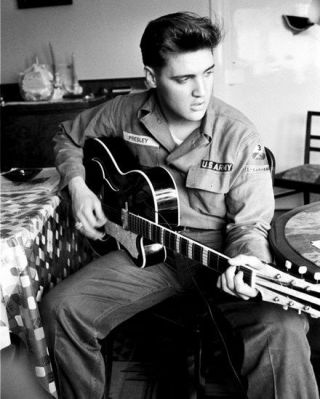 Elvis Presley Playing Guitar U.  S.  Army 11 X 14 Photo Poster Photograph Picture