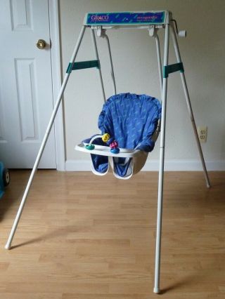 Vintage Graco Baby Swing Blue Seat Cover
