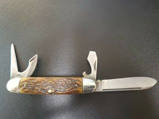 Vintage Kutmaster Utica Ny Pocket Knife Bone Handle Nr
