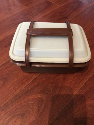 Tupperware 1254 Brown Pak N Carry Storage Lunch Box Container