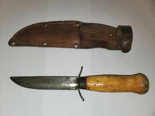 Vintage Mora Sweden Hunting Knife With Boy Scout Sheath 4 " Blade 7.  5 " Overall
