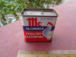 Vintage Mccormick Advertising Spice Tin With Colorful Chicken W/ Some Spices