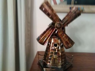Vintage Copper Windmill Music Box " Windmill Of Your " Mind,  9 1/2 " Tall, .