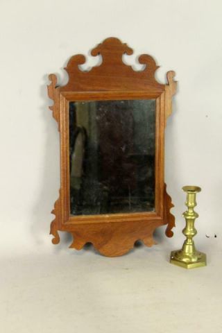 A Rare Small Size American 18th C Carved Chippendale Mirror In Mahogany