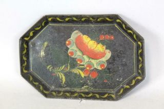 Fantastic 19th C Ct Paint Decorated Tin Toleware Tray Paint Decoration