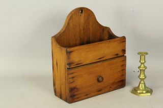 A Great 18th C Pa Hanging Wall Box - Candle Box In Pine With Drawer Old Refinish
